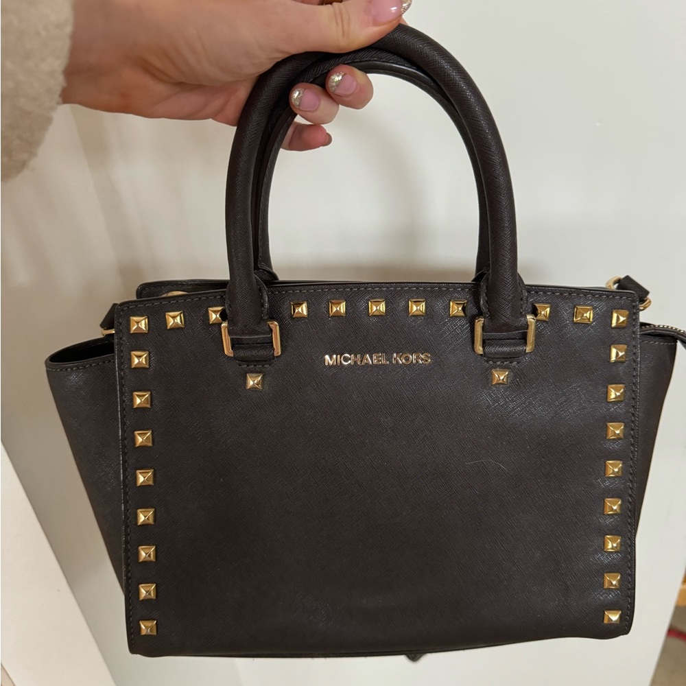 Michael Kors, brown studded, medium size bag